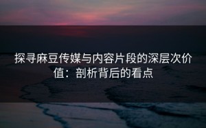 探寻麻豆传媒与内容片段的深层次价值：剖析背后的看点