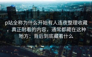p站全称为什么开始有人连夜整理收藏，真正耐看的内容，通常都藏在这种地方：背后到底藏着什么