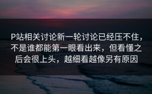 P站相关讨论新一轮讨论已经压不住，不是谁都能第一眼看出来，但看懂之后会很上头，越细看越像另有原因