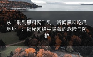 从“刷到黑料网”到“听闻黑料吃瓜地址”：揭秘网络中隐藏的危险与防护