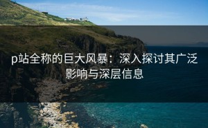 p站全称的巨大风暴：深入探讨其广泛影响与深层信息