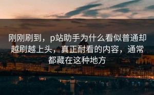 刚刚刷到，p站助手为什么看似普通却越刷越上头，真正耐看的内容，通常都藏在这种地方