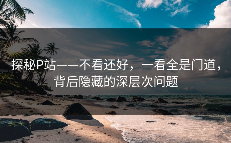 探秘P站——不看还好,一看全是门道,背后隐藏的深层次问题 探秘P站——不看还好,一看全是门道,背后隐藏的深层次问题