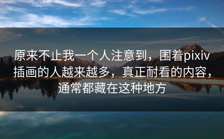 原来不止我一个人注意到，围着pixiv插画的人越来越多，真正耐看的内容，通常都藏在这种地方