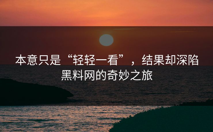 本意只是“轻轻一看”，结果却深陷黑料网的奇妙之旅