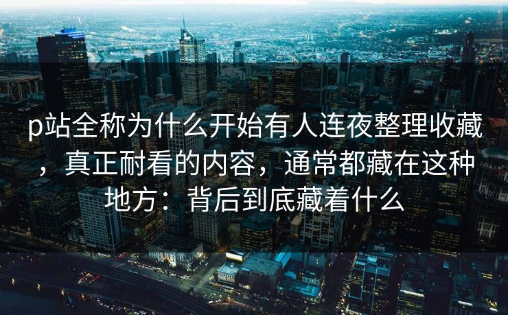 p站全称为什么开始有人连夜整理收藏，真正耐看的内容，通常都藏在这种地方：背后到底藏着什么