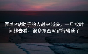 围着P站助手的人越来越多，一旦按时间线去看，很多东西就解释得通了